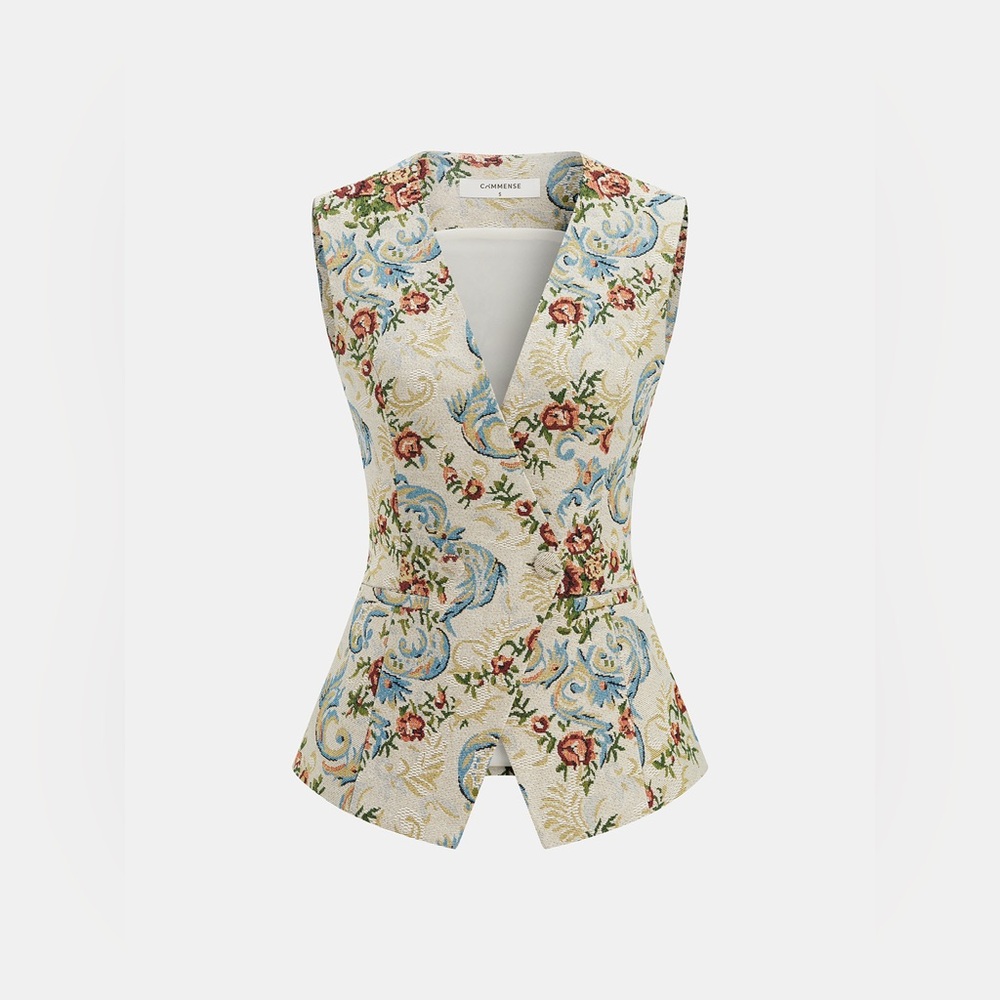 Commense Floral Tailored Vest